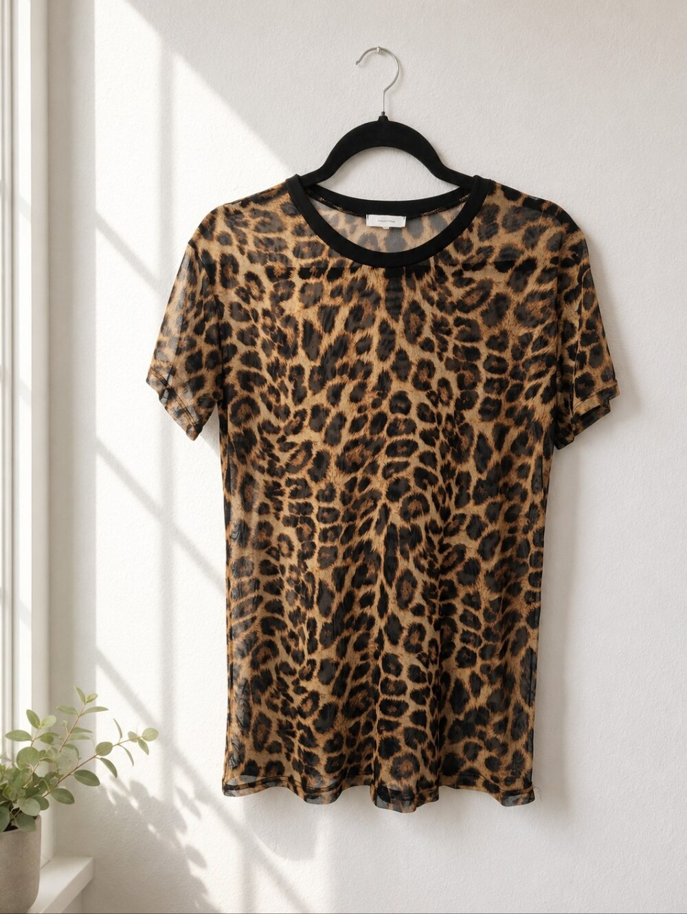 Tiny Willow Sheer Mesh Leopard Print Top - Estimated S/M -‎ Y2K